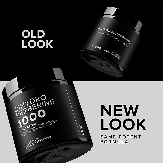 Toniiq Dihydroberberine Supplement - Ultra High Potency 1000mg Formula with GlucoVantage 10:1 Ceylon Cinnamon &amp 50:1 Milk Thistle - Third-Party Lab Tested