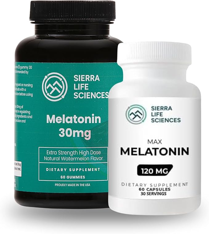 Melatonin Bundle | 30mg Watermelon Gummies &amp 120mg High-Dose Capsules | Advanced Sleep Aid for Adults | Vegan &amp Non-GMO