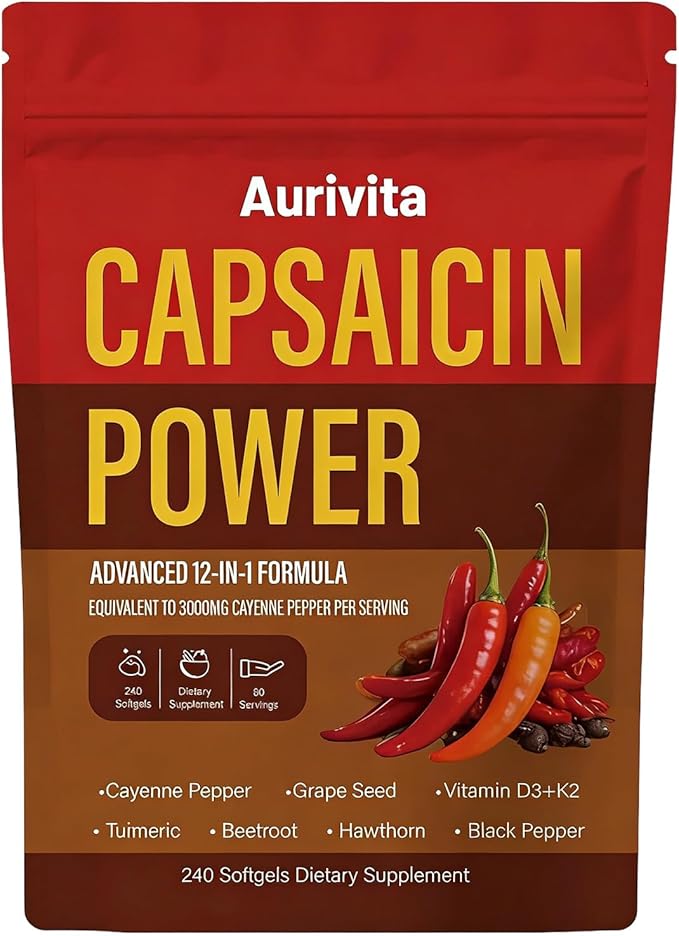 Capsaicin Power Capsaicin Softgels Cayenne Pepper &amp Beetroot Extracts - Herbal Supplement with Vitamin D3+k2 240 Softgels (1 PCS)