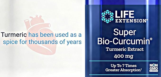Life Extension Super Bio-Curcumin Turmeric Extract 400mg 90 Veg Caps - Vegetarian Capsules - Non-GMO - Highly Absorbable