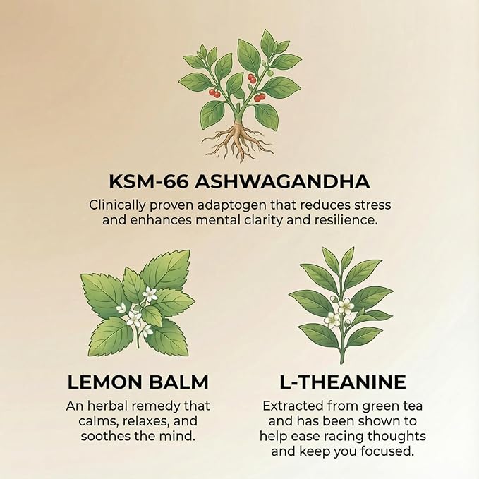 Stress Relief Drink Calming Green Tea Non Alcoholic Ashwagandha &amp Lemon Balm for Stress Relief L - Theanine for Focus (12 Pack) (Honey)