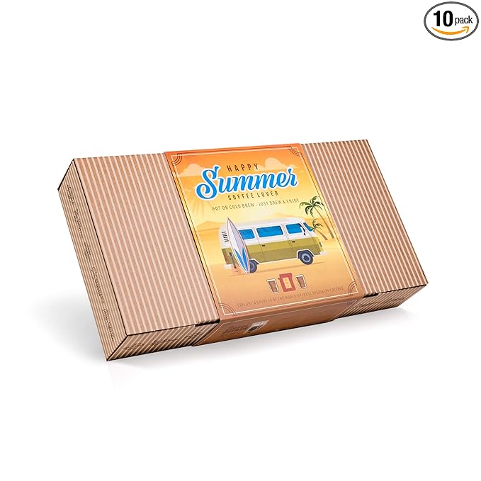 Gourmet Summer Coffee Gift Set for Men &amp Women - 10 World's Finest Single Origin Specialty &amp Organic Coffees in Innovative Brewers | Sampler Box for Coffee Lover to Brew &amp Enjoy Anytime A