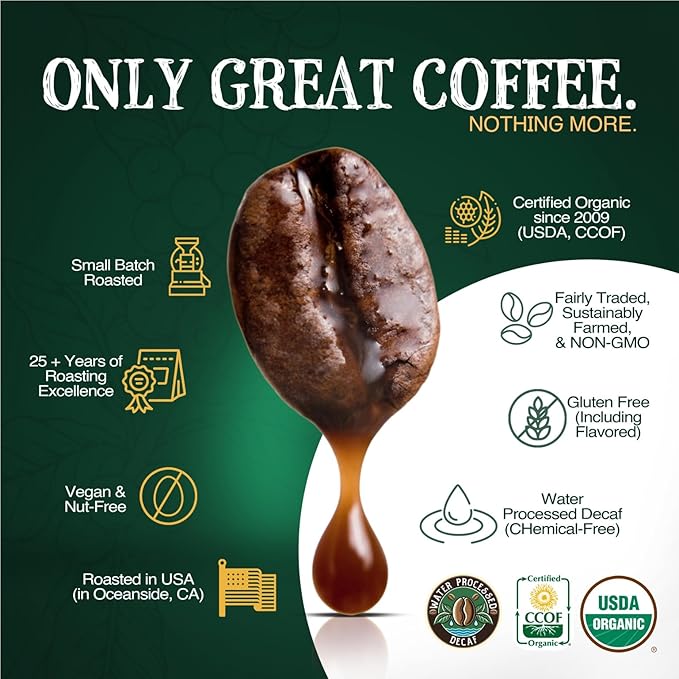 The Bean Organic Coffee Company Water Processed DECAF Pumpkin Spice Medium Roast Ground Coffee 5-Pound Bag Café Molido Tostado Orgánico descafeinado