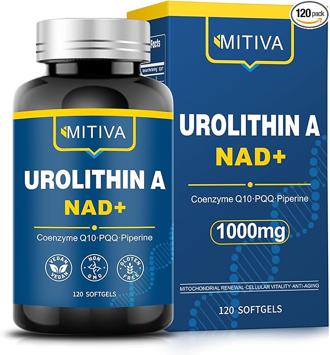 Urolithin A Supplement with NAD+ CoQ10 &amp PQQ – Antioxidants and Mitochondrial Support for Vitality and Healthy Aging – Focus &amp Muscle Recovery for Men and Women – 120 Softgels