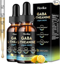 2 Pack GABA L-Theanine Drops - Liquid GABA Supplement with L-Theanine Ashwagandha Magnesium Glycinate Vitamin C B6 - Support Sleep Relaxation Calm Mood &amp Focus - Lemon Flavor