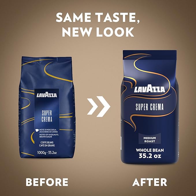 Lavazza Super Crema Espresso medium roast Whole Bean Coffee 2.2-pound Bag 2-pack