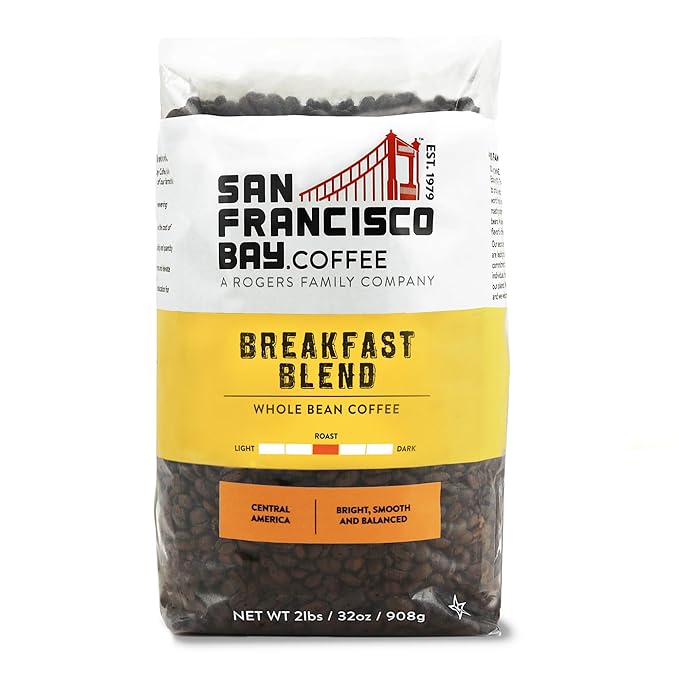 San Francisco Bay Coffee - Medium Roast Whole Bean Coffee - Breakfast Blend (2 lb bag)