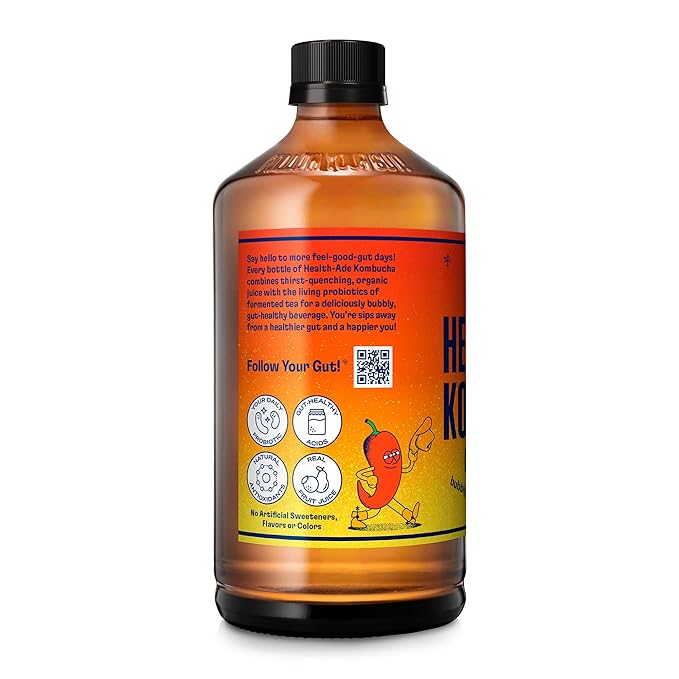Health-Ade Kombucha Tea Organic Drink Fermented Tea with Living Probiotics Detoxifying Acids Supports Gut Health Non-GMO Vegan Gluten Free 12 Pack (16 Fl Oz Bottles) Cayenne Cleanse