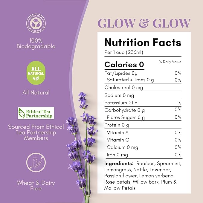 Tease Tea Organic Spearmint Glow &amp Grow Herbal Tea - Beauty Nettle for Hair Growth Caffeine Free for Healthier Hair Nails and Body