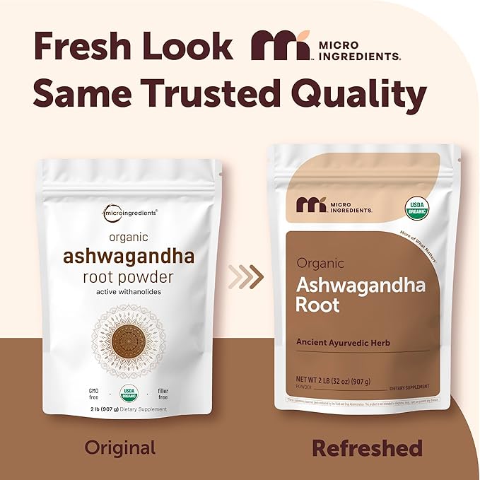 Micro Ingredients Organic Ashwagandha Root Powder 2 lb | 453 Servings | Pure Withania Somnifera Root | Ancient Ayurvedic Herb