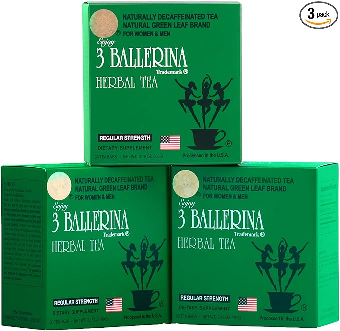 3 Pack of 3 Ballerina Tea for Men and Women (3 Boxes of 30 Tea Bags)