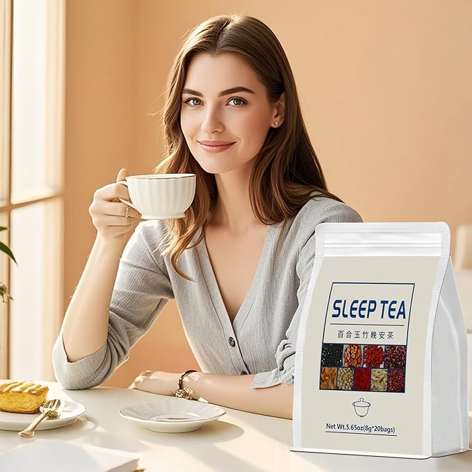 Sleep Herbal Tea - Night Time Tea for Bedtime - 20 Tea Bags with Mulberry Red Date Gardenia Red Rose Jade Bamboo Lotus Seed Goji Berry Lily Semen Ziziphi - Natural Night Sleeping Tea
