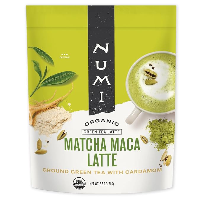 Numi Tea - Organic Matcha Maca Latte Powder – Green Tea Matcha Latte Mix with Adaptogens &amp Antioxidants – Vegan &amp Gluten Free 2.5 oz (Makes 17 Cups)