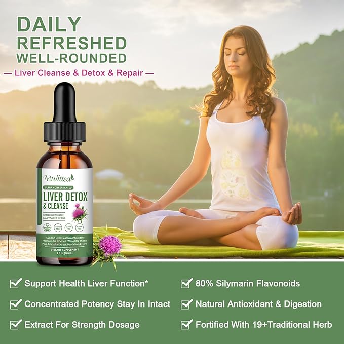 Liver Health &amp Lymphatic Drainage Drops -Support Liver Cleanse Detox &amp Repair with Artichoke Milk Thistle Silymarin Extract DandelionTurmeric Berberine to Renew w/21 Potent Herb-Nutrients-6