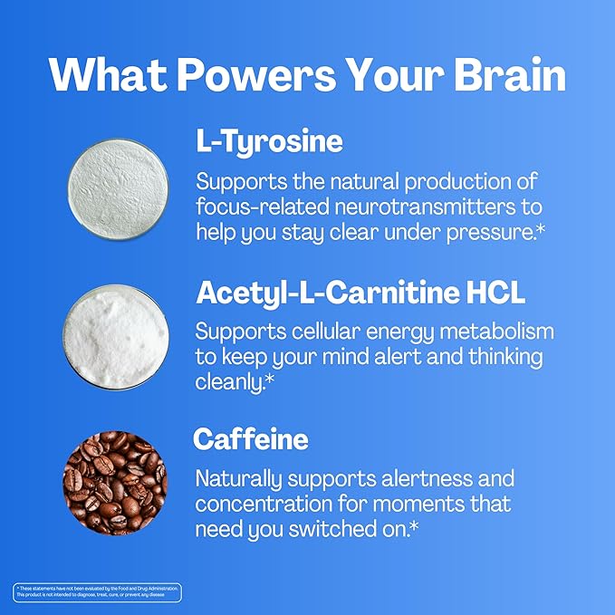 URVI® Brain Gummies – L-Tyrosine Acetyl-L-Carnitine Caffeine L Methyl Folate (Quatrefolic® 5-MTHF) Vitamin B12 &amp Iodine – Boosts Energy &amp Focus – Sugar-Free – Strawberry Flavor – 60 Gummie