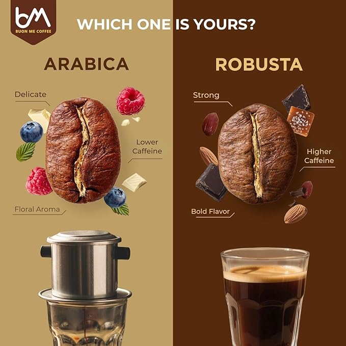Buon Me Coffee Premium Arabica Ground Coffee Medium Roast 100% Original Arabica Coffee Beans Medium Roast Vietnamese Coffee Strong Flavor for Espresso 17.6oz Bag