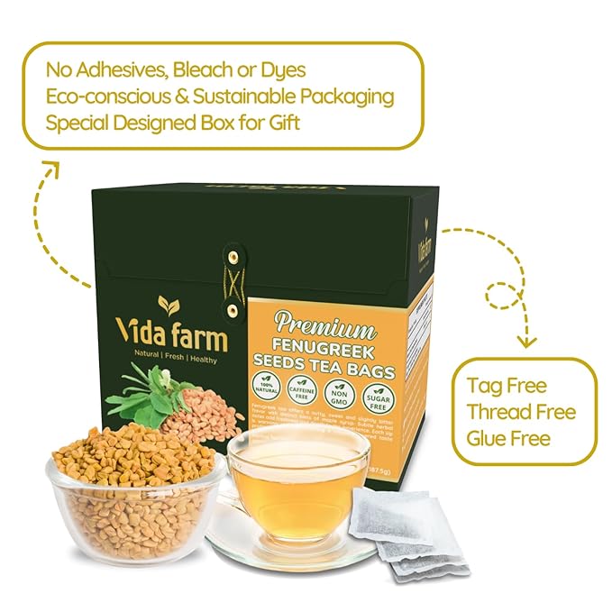VIDA FARM 125 Fenugreek Tea Bags 100% Natural Fenugreek Herbal Tea No Additives No Caffeine No Sugar