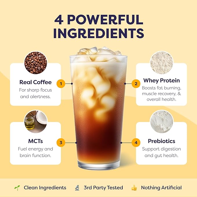Chocolate Peanut Butter Protein Iced Coffee - Premium Whey Protein &amp Instant Iced Coffees - 100% Natural Cold Brew - Zero Artificial Flavors &amp Sweeteners 80 mg Caffeine No Added Sugar 20 Se