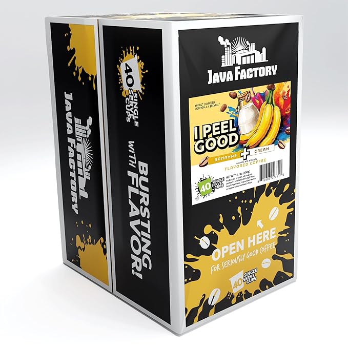 Java Factory Flavored Coffee Pods I Peel Good Banana Cream Compatible with K Cup Brewers 40 Count
