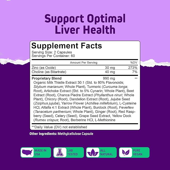 Herbtonics Liver Cleanse Detox &amp Repair Supplement with Milk Thistle &amp Artichoke 20-in-1 Liver Support Formula Energy &amp Overall Health | Dandelion Turmeric Berberine | 120 Vegan Capsule