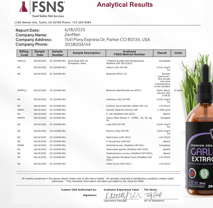 Zenmen Organic Garlic Cloves Extract (Odorless Tincture) - Immune Support Source of Antioxidants - 2.32 oz / 60ml Vegan Manufactured in the USA