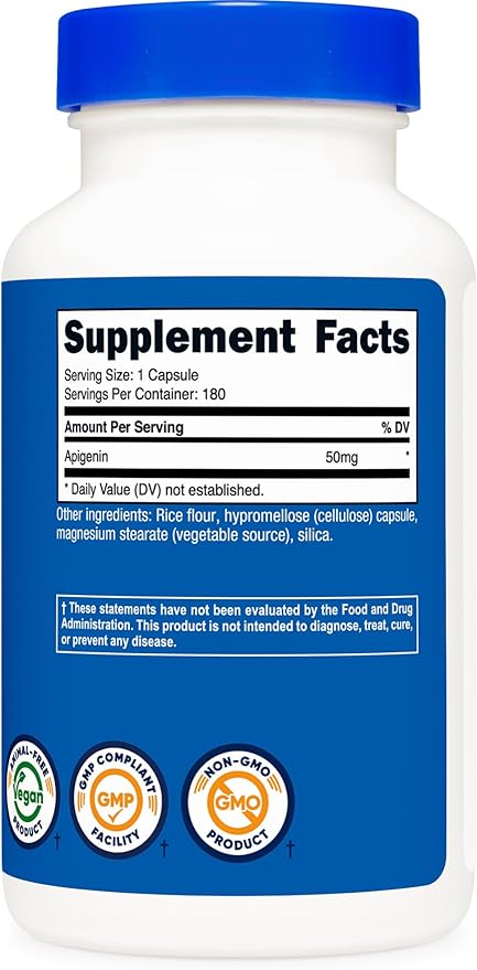 Nutricost Apigenin 50mg 180 Capsules - Non-GMO Gluten Free Vegan (Pack of 2)
