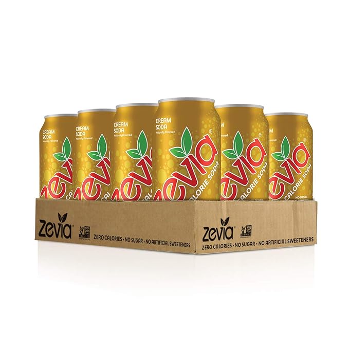 Zevia Zero Calorie Soda Ginger Root Beer and Cream Soda 12 and 16 Ounce Cans