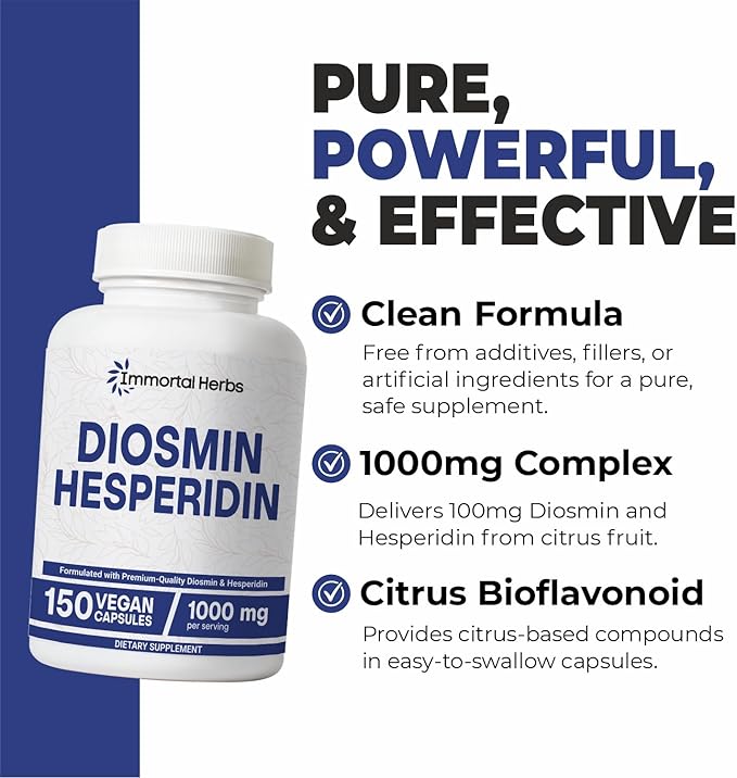 Diosmin Hesperidin 1000mg Complex 150 Capsules Citrus Bioflavonoids Rich Fruit Extract 100% Vegetarian Non-GMO &amp Gluten Free Diosmin Supplement with Max Strength