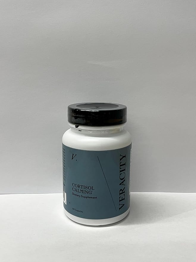Veracity Cortisol Calming - Clinically Proven Stress &amp Sleep Support Supplement - Reduces Tension &amp Improves Mental Clarity with Natural Blend of Adaptogens - 60 Capsules