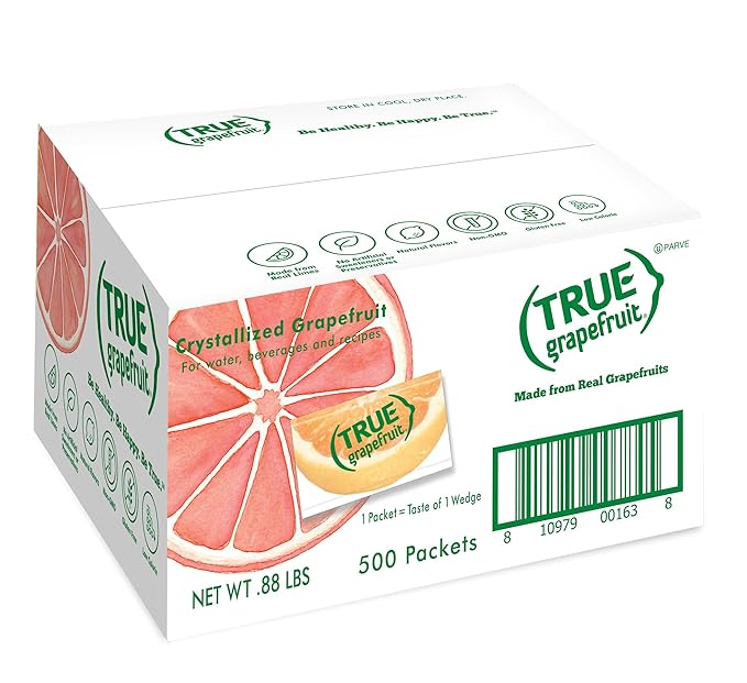True Grapefruit 500ct (Pack of 1) - Water Enhancer - Bulk Dispenser - 0 Calorie Drink Mix Packets For Water - Sugar Free Grapefruit Flavoring Powder Packets