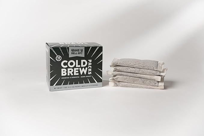 Wake The Hell Up! Ultra-Caffeinated Cold Brew Steeping Pouches Ultra-Caffeinated Coffee10 Count 1.3 oz Pouches
