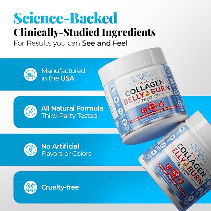 Multi Collagen Powder with Types I II III V X - Weight Management Supplement with Vitamin C &amp Hyaluronic Acid – Supports Skin Hair Nails Metabolism Joint &amp Muscle Health – 20 Servings