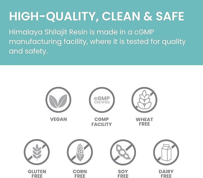 Himalayan Shilajit Resin Energy Superfood 60% Fulvic Acid Non-GMO 0.7 oz (20g) Jar 40-Day Supply