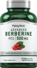 Piping Rock Berberine HCL Capsules 500mg | 120 Pills | Advanced Barberry Extract Supplement | Non-GMO Gluten Free
