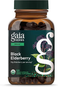 Gaia Herbs Black Elderberry - Daily Immune Support Supplement to Help Support Wellness - with Black Elderberries &amp Acerola Fruit for Antioxidant Support* - 120 Vegan Capsules (60 Servings)
