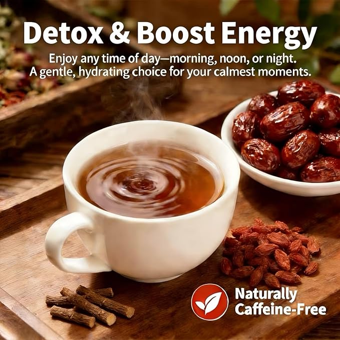 Dandelion Root &amp Goji berry Jujube Dates Tea- Detox Tea for Kidney &amp Liver cleanse detox &amp repair-Dandelion Wolfberry TeaChinese Herbal Tea for WellnessCaffeine FreeOrganic(30Tea Bags/