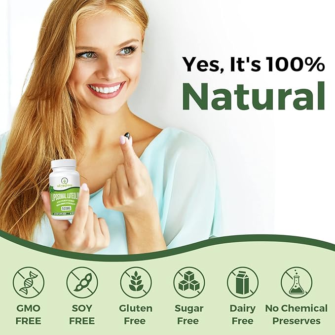 Liposomal Luteolin 500MG Maximum Absorption Potent Flavonoid 60 Softgels Luteolin Supplement Non-GMO Gluten Free