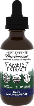 Host Defense Stamets 7 Extract - 7 Species Blend - Mushroom Supplement for Immune Support with Royal Sun Blazei Cordyceps Reishi Maitake Lion's Mane Chaga &amp Mesima - 2 fl oz (60 Servings)*