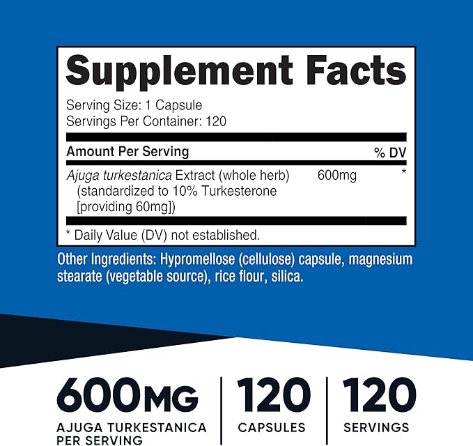 Nutricost Turkesterone Dietary Supplement 600mg 120 Capsules - Vegetarian Non-GMO &amp Gluten Free