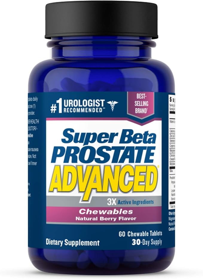 SUPER BETA PROSTATE Advanced Chewables - Prostate Support Supplement for Men's Health (60 Chews 1-Bottle)