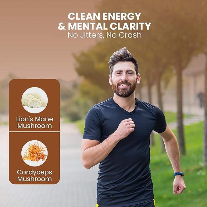 OVIA Natural 10 Mushroom Coffee with 3500mg for Weight Management Focus &amp Gut Health - Daily Dose Ten Mushroom Coffee for Clean Energy - Low Caffeine Adaptogenic Instant Coffee with Lion’s ManeC