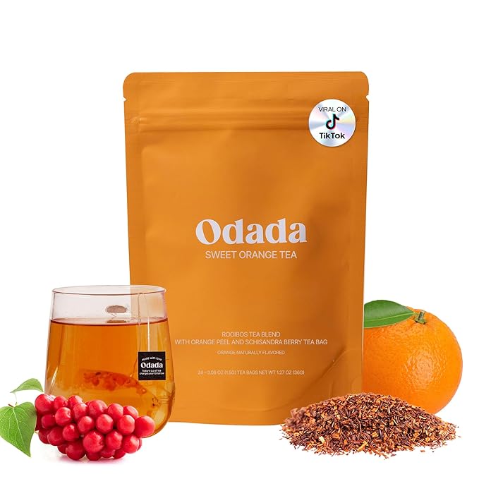 Odada Sweet Orange Tea Rooibos &amp Schisandra Blend – Caffeine-Free Citrus Herbal Tea for Hydration &amp Daily Wellness Natural Antioxidants Zero Sugar 24 Tea Bags
