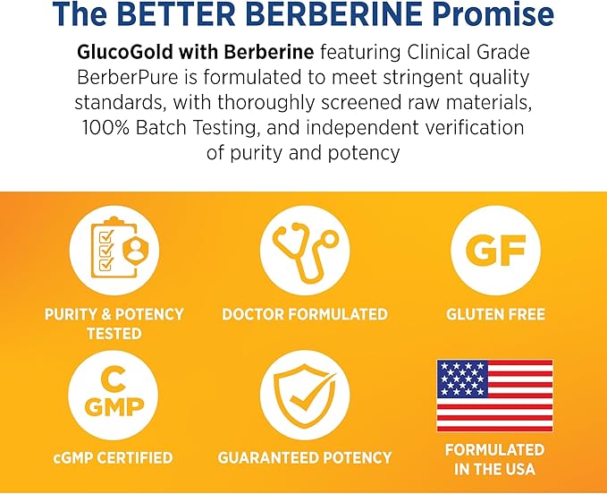 DOCTORS' PREFERRED GlucoGold with Berberine Concentrated Cinnamon Chromium Banaba Leaf Extract (90 Tablets)