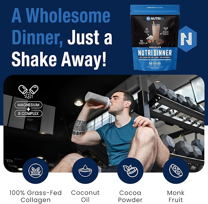 NutriDinner Collagen Protein Powder Bundle – Chocolate &amp Vanilla | Grass-Fed Collagen with Magnesium &amp B-Vitamins | Sleep &amp Recovery Support | Hydrolyzed Collagen Peptides for Joint Skin