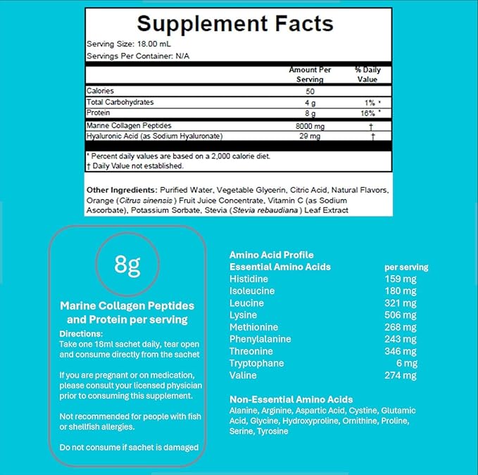 Liquid Marine Collagen Peptides for Women – 8000mg Hydrolyzed Liquid Collagen Supplement with Biotin &amp Vitamins for Hair Growth Skin Nails &amp Joints Strawberry Flavor Sugar Free 14 Sachets