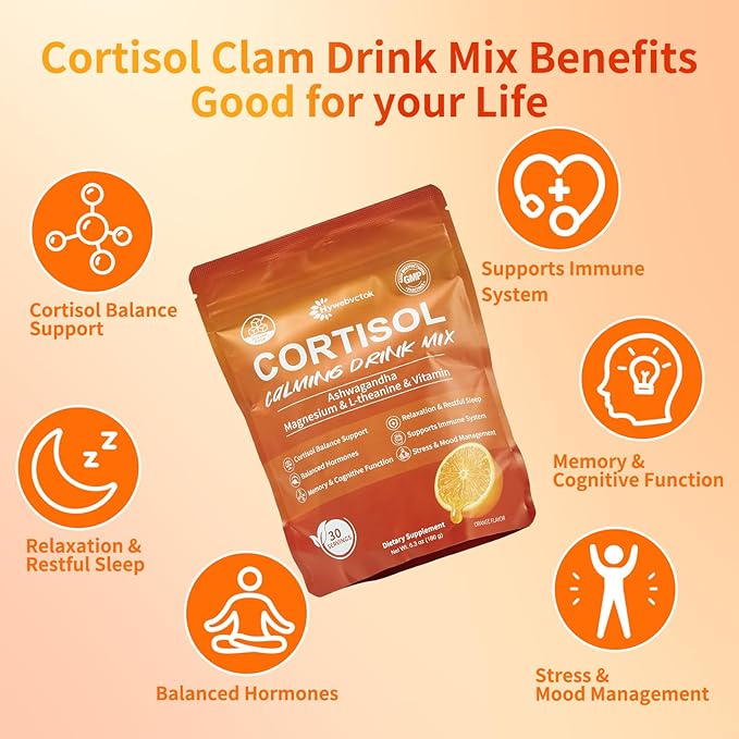 Cortisol Drink Powder Sugar Free Natural Cortisol Supplements for Women Menwith Ashwagandha L-Theanine Black Pepper Extract Turmeric Root Relaxation FocusMental Clarity6.3 OZ