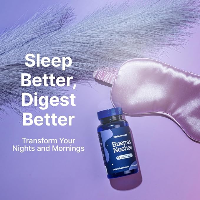 Santo Remedio Buenas Noches Sleep Support with Zylaria® Melatonin &amp DE111® Probiotics – Digestive &amp Nighttime Support Supplement by Dr Juan Rivera – 60 Vegetarian Capsules