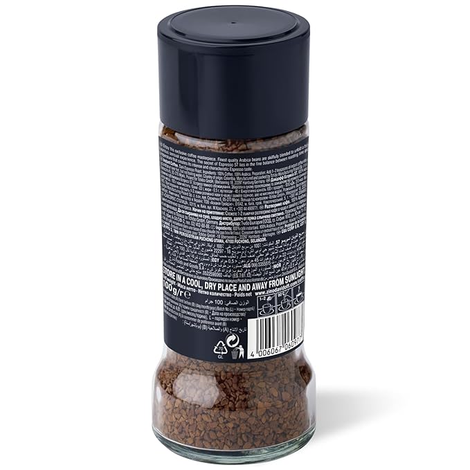 DAVIDOFF Espresso 57 Instant Coffee - Dark and Chocolatey - Intense Roast with a Smooth Aroma - 100% Arabica Beans - 11/12 Intensity. 12/12 Roasting. 6/12 Acidity - 6 x 3.52 oz