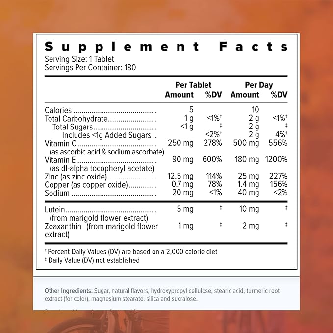 Focus Select AREDS2 Based Chewable Eye Vitamin-Mineral Supplement for Eyes (180 ct. 90 Day Supply) Citrus Flavored Eye Chewable - Low Zinc Formula