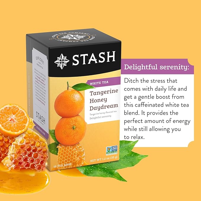 Stash Tea Tangerine Honey Daydream White Tea - Caffeinated Non-GMO Project Verified Premium Tea with No Artificial Ingredients 18 Count (Pack of 6) - 108 Bags Total